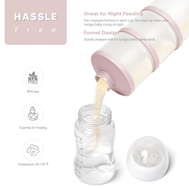 Termichy Stackable Formula Dispenser Portable Milk Powder Container, 2 Pack, Light Pink - Image 5